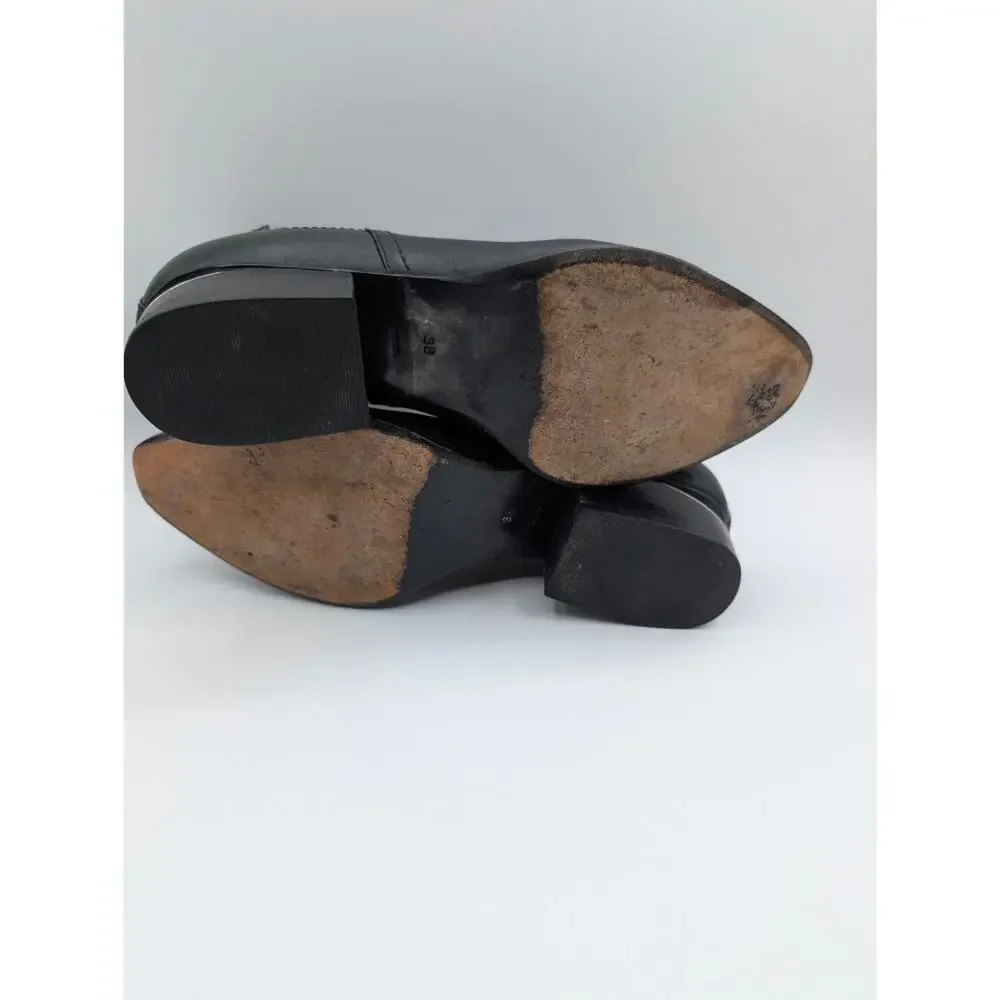 Alexander Wang Black Kori Leather Chelsea Ankle Boots Silver Heel EU 38 US 7.5